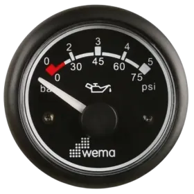 Manómetro de aceite de motor Wema Blackline 5 bar Negro