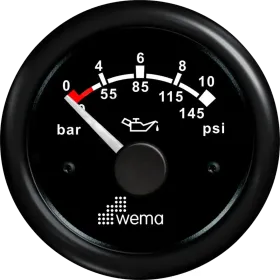 Manometro olio motore Wema Blackline 10 bar Nero