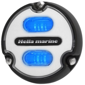 Foco subacuático Hella Marine Apelo A1 blanco / azul lente blanca