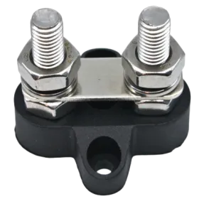Parcela Seatronic doble aislada en negro con dos tornillos de acero inoxidable M8