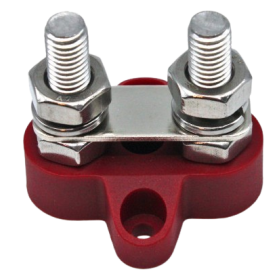 Seatronic Duplo vermelho isolado plot dois parafusos de aço inoxidável M8