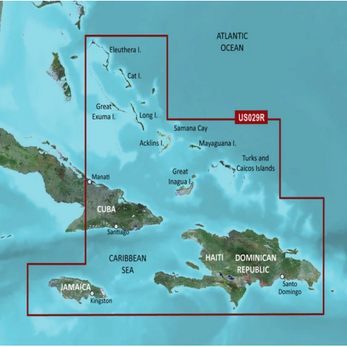 BlueChart® G3-Karte HXUS029R – Südliche Bahamas