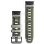 Pulseira de relógio de silicone Garmin QuickFit 26, cinza claro / verde musgo