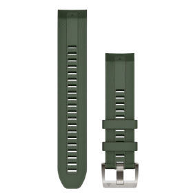 Garmin QuickFit 22 siliconen horlogeband mosgroen met zilveren gesp