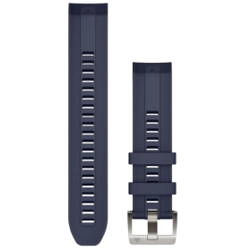 Garmin QuickFit 22 siliconen horlogeband donkerblauw met zilveren gesp