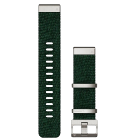 Garmin QuickFit 22 Watch Band Pine Green Jacquard Weave Nylon Tri-Tone Strap with Silver Buckle