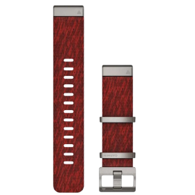 Garmin QuickFit 22 Watch Band Tri-Tone Jacquard Weave Nylon Strap in Red with Silver Buckle