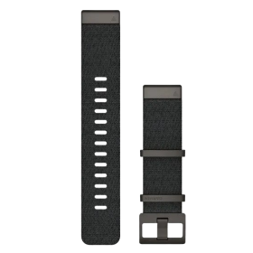 Garmin QuickFit 22 Watch Band Tri-tone jacquard-woven nylon strap in black with black buckle