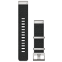 Pulseira de relógio Garmin QuickFit 22 Pulseira de nylon jacquard tricolor preta com fivela prateada