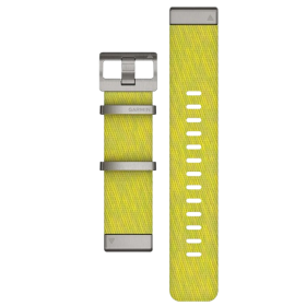 Garmin QuickFit 22 Watch Band Tri-Tone Jacquard Woven Nylon Strap Yellow/Green with Silver Buckle