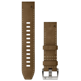 Garmin QuickFit 22 Watch Band Tundra/Black Leather/FKM Rubber Hybrid Strap with Silver Buckle