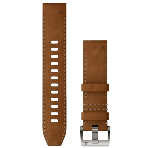 Garmin Bracelet de montre QuickFit  22 Bracelet hybride en cuir / caoutchouc FKM marron / noir avec boucle argent