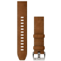 Correa para reloj Garmin QuickFit 22 (piel marrón/negra/caucho FKM) híbrida con hebilla plateada
