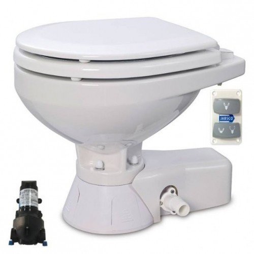 Inodoro eléctrico Jabsco Quiet Flush compacto 24V + bomba