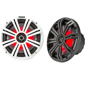 Alto-falantes Kicker Marine de 6,5'' com grades de LED branco e preto