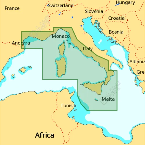 Carta C-MAP 4D - Mediterráneo central