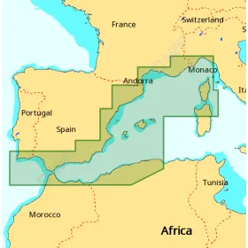 C-MAP 4D-kaart - Westelijke Middellandse Zee
