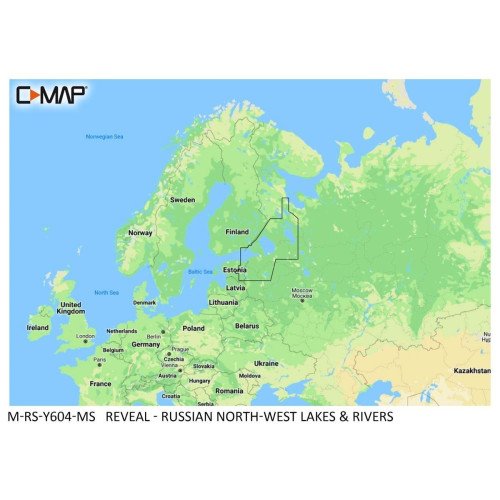 Carta C-MAP Reveal - Lagos y ríos del noroeste de Rusia