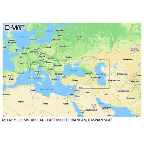 Carta C-MAP Reveal - Mediterráneo Oriental, Mar Caspio