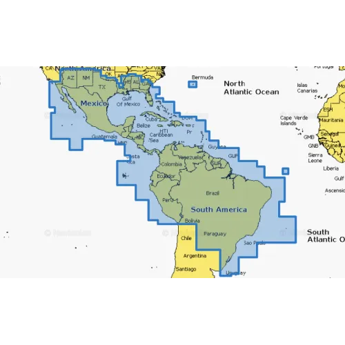 Carte Navionics Platinium+ Mexique, Caraïbes vers Brésil