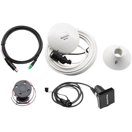 Das Raymarine AXIOM XL-Zubehörpaket umfasst GA150 GPS, RCR-SD/USB und einen Außenalarm
